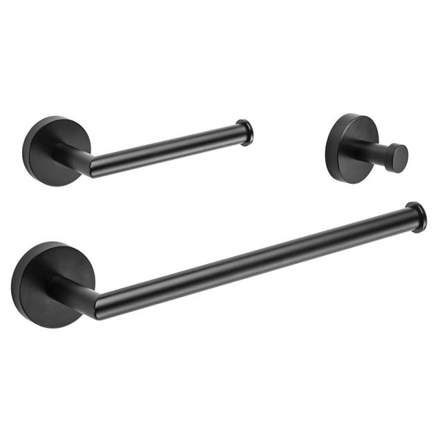 Croydex Flexi-Fix Epsom Toilet Roll Hoder, Robe Hook & Towel Bar Set, Matt Black Croydex on Productcaster.