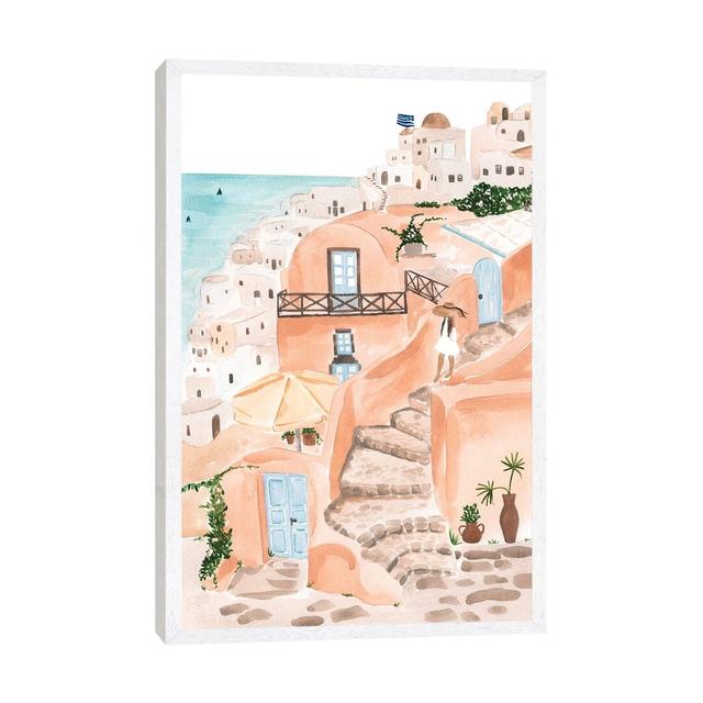 Santorini by Sabina Fenn - Painting Print on Canvas Ebern Designs Format: White Framed, Size: 66.04cm H x 45.72cm W x 3.81cm D on Productcaster.