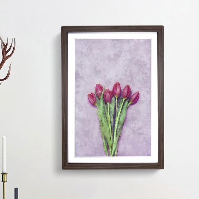 A Bunch of Pink Tulips - Picture Frame Painting Print East Urban Home Size: 63cm H x 45cm W x 2cm D, Frame Option: Walnut Framed on Productcaster.