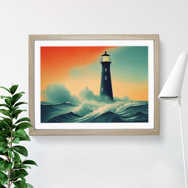 Lighthouse Seascape Vol.2 - Picture Frame Graphic Art Breakwater Bay Size: 46cm H x 64cm W, Frame Colour: Beige on Productcaster.