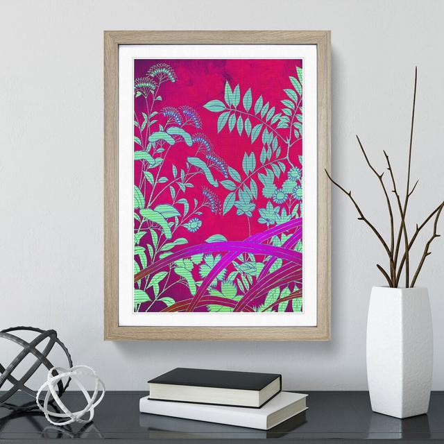 Floral Mural Maroon - Picture Frame Graphic Art East Urban Home Frame Option: Oak Framed, Size: 48cm H x 36cm W x 2cm D on Productcaster.