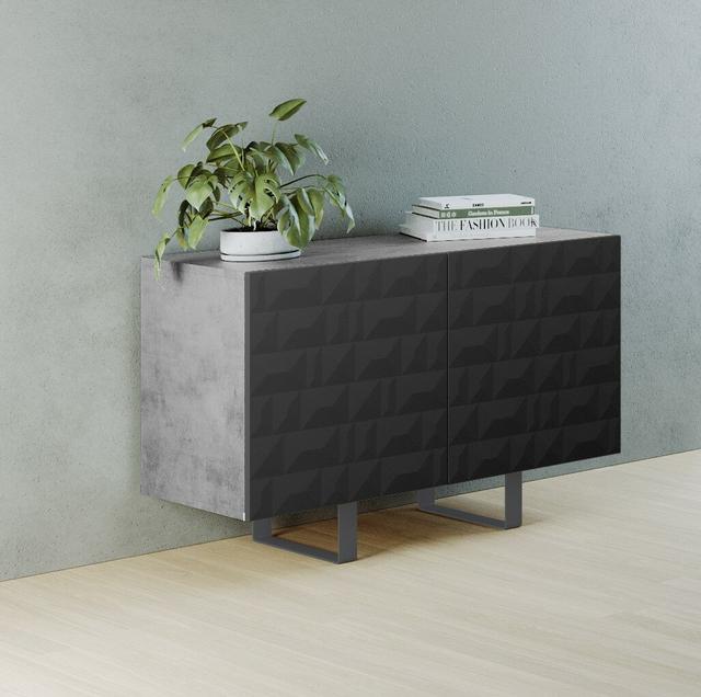 Sideboard Espute Ebern Designs Farbe: Betongrau/Schwarz on Productcaster.