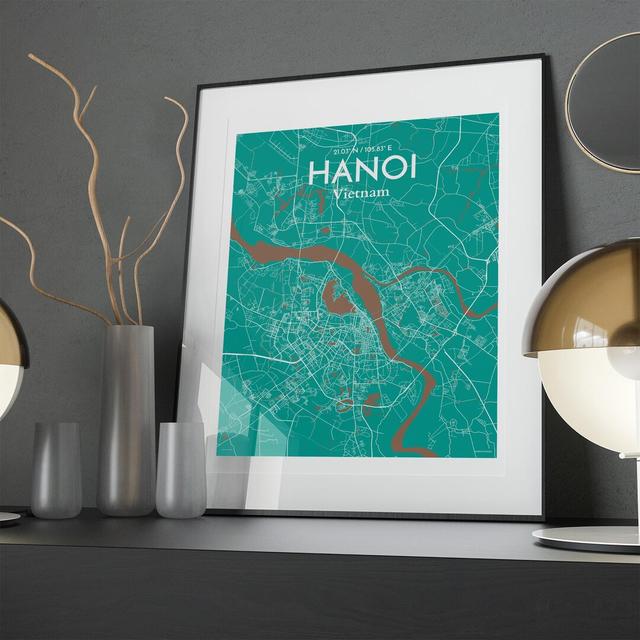 Hanoi City Map in Nature - Graphic Art Print on Paper Borough Wharf Size: 20cm H x 16cm W x 0.05cm D on Productcaster.