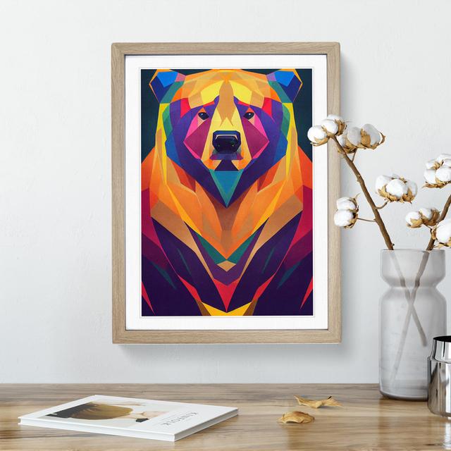 Geometric Bear No.7 Abstract - Picture Frame Graphic Art Latitude Run Frame Colour: Oak, Size: 34cm H x 25cm W x 2cm D on Productcaster.