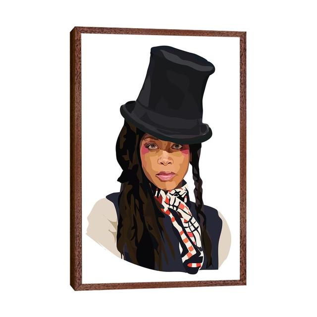 Erykah Badu by Anna Mckay - Print on Canvas Ebern Designs Size: 152.4cm H x 101.6cm W x 3.81cm D, Format: Classic Brown Wood Framed on Productcaster.