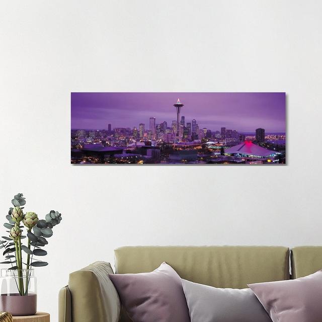 Seattle Skyline Cityscape (Evening) - Wrapped Canvas Panoramic Print Brayden Studio on Productcaster.