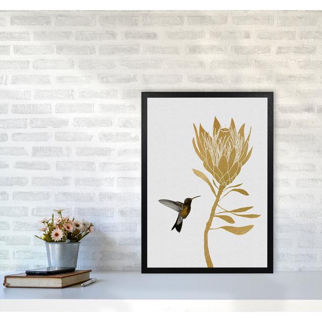 Hummingbird & Flower I - Graphic Art Print on Paper East Urban Home Size: 60 cm H x 42 cm W x 5 cm D, Format: White Grain Frame on Productcaster.