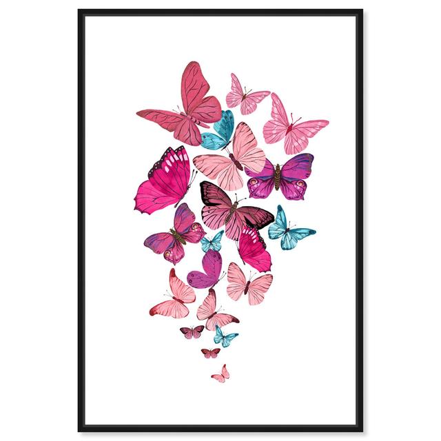 Animals Feminine Butterfly Wings Collection, Modern & Contemporary Pink And Purple Canvas Wall Art Print For Bedroom Oliver Gal Format: Black Framed, on Productcaster.