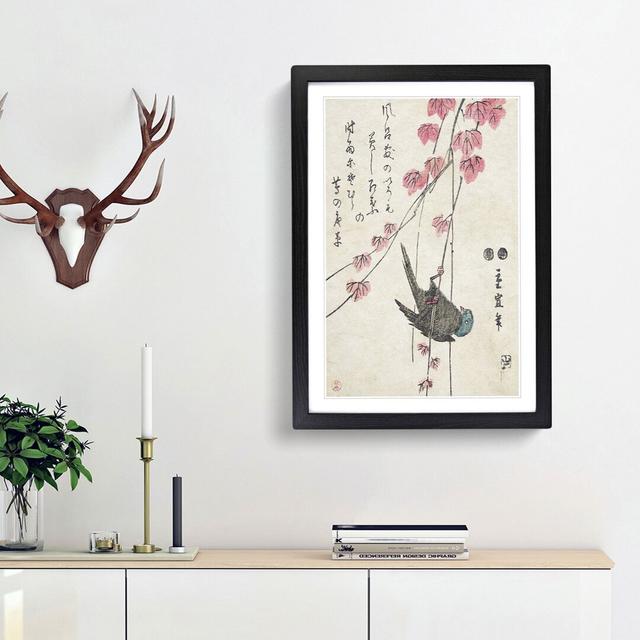 Bird on the Ivy by Utagawa Hiroshige - Picture Frame Painting Print East Urban Home Size: 65cm H x 48cm W x 2cm D, Frame Option: Black Framed on Productcaster.