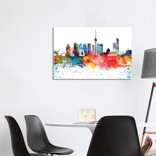 Beijing Skyline - Wrapped Canvas Painting Latitude Run Size: 66.04cm H x 101.6cm W x 1.91cm D on Productcaster.