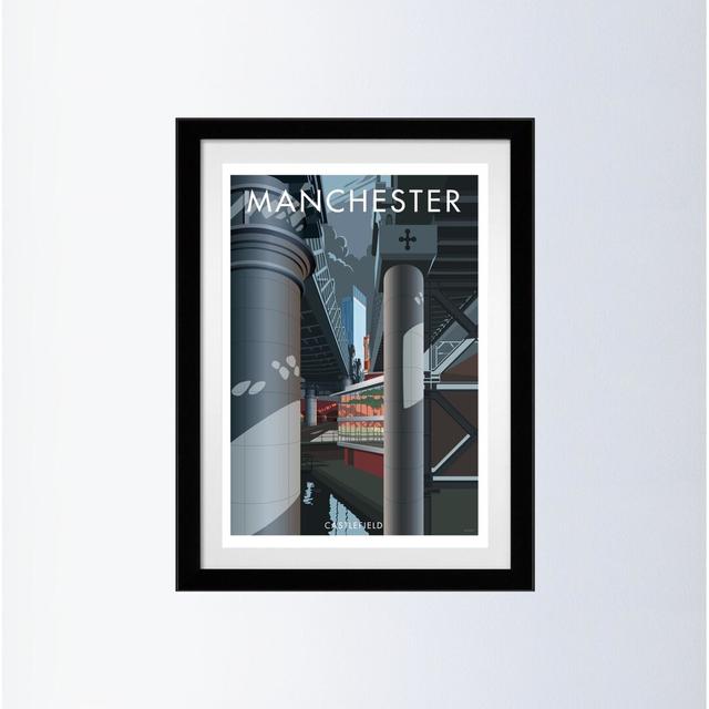 'Manchester 2' Graphic Art George Oliver Frame Options: Black, Size: 43.5cm H x 33.5cm W x 2.2cm D on Productcaster.