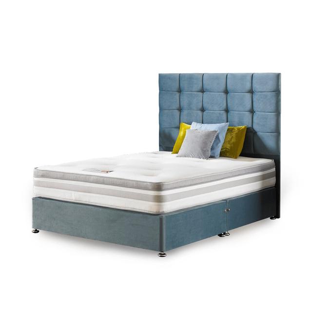 Asia Coilsprung Divan Bed Fairmont Park Colour: Silver Plush Velvet, Storage Type: 4 Drawers, Size: Double (4'6) on Productcaster.