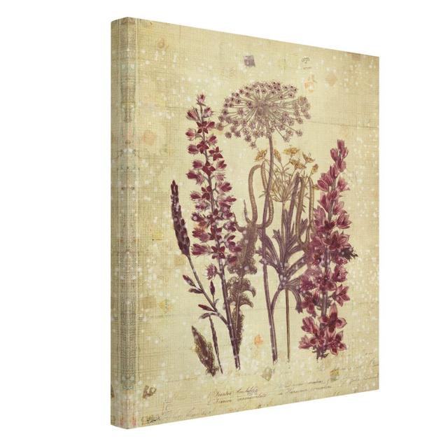 Vintage Linen Look Flowers - Wrapped Canvas Graphic Art Rosalind Wheeler Size: 80cm H x 60cm W on Productcaster.