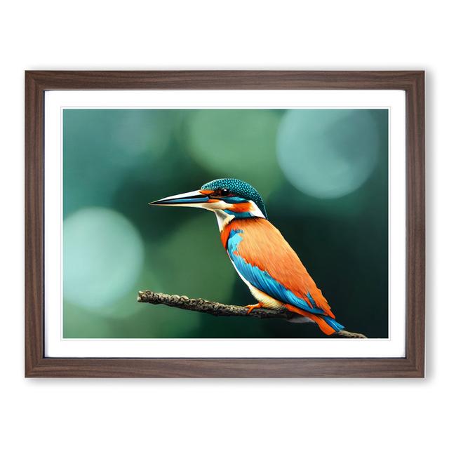 Splendid Kingfisher Bird - Picture Frame Graphic Art Marlow Home Co. Size: 34cm H x 46cm W x 2cm D, Frame Colour: Walnut on Productcaster.