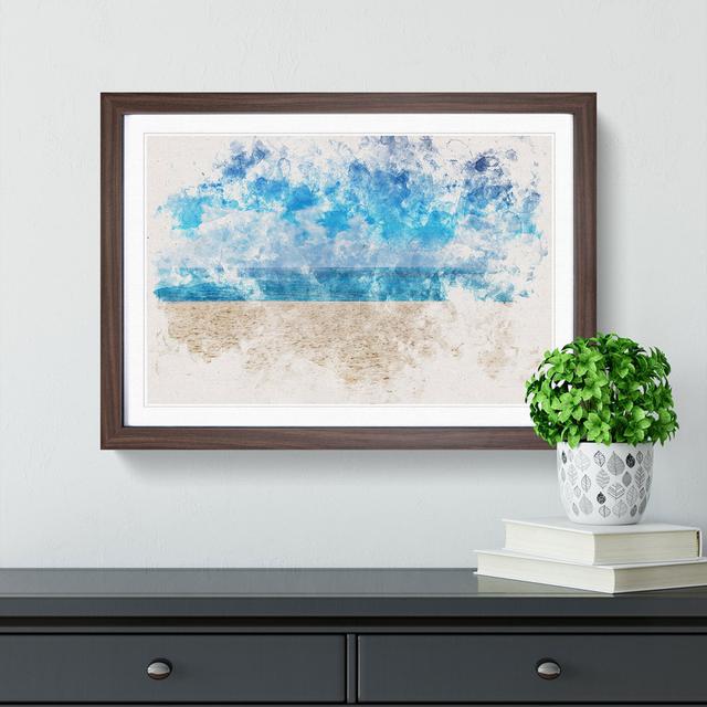 Beach in Mexico Watercolour - Picture Frame Graphic Art Print East Urban Home Size: 36cm H x 48cm W x 2cm D, Frame Option: Walnut Framed on Productcaster.