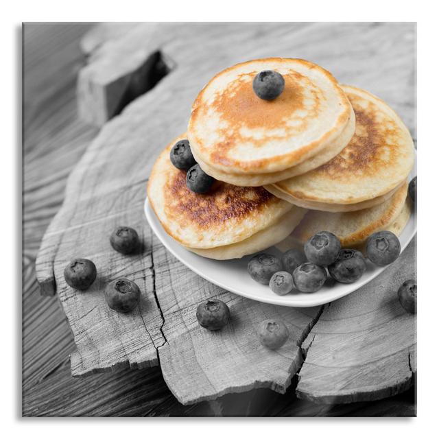 Delicious Pancakes With Blueberries - No Frame Print on Glass Brayden Studio Size: 60cm H x 60cm W x 0.4cm D on Productcaster.