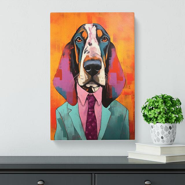 Basset Hound Modern Art Happy Larry Size: 50cm H x 35cm W x 3cm D on Productcaster.