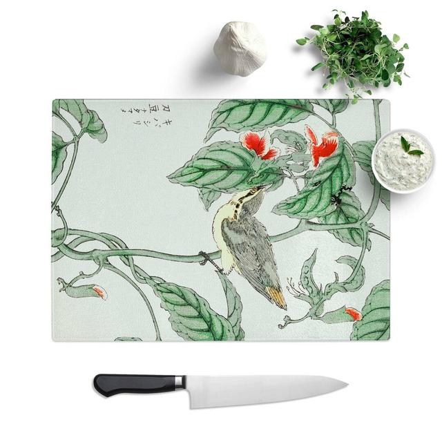 Glass Japanese Tree-Creeper Bird by Numata Kashu Chopping Board East Urban Home Size: 28.5 cm W x 20 cm L on Productcaster.