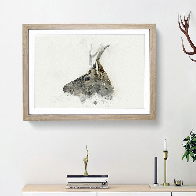 Young Elk in Abstract - Picture Frame Painting Print East Urban Home Frame Option: Oak Framed, Size: 36cm H x 48cm W x 2cm D on Productcaster.