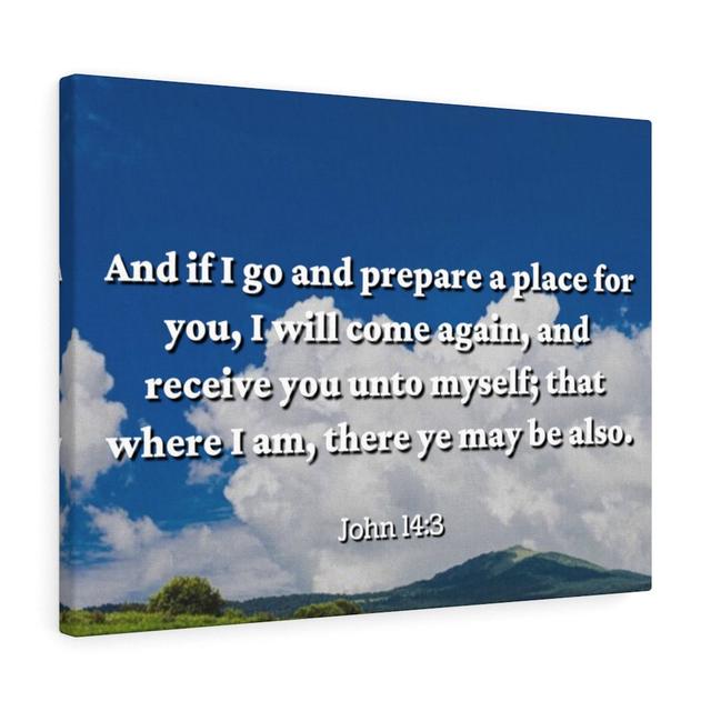 Prepare a Place John 14:3 - Wrapped Canvas Typography Blue Elephant Size: 61cm H x 76cm W on Productcaster.