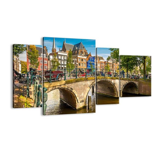 Spring on the Canal - 4 Piece Unframed Photograph Print Set on Canvas Brayden Studio Size: 70cm H x 120cm W x 1.8cm D on Productcaster.