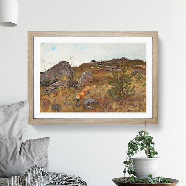 Fox and Hunting Dogs Vol.2 by Bruno Liljefors - Picture Frame Painting East Urban Home Size: 48cm H x 65cm W x 2cm D, Frame Option: Oak Framed on Productcaster.