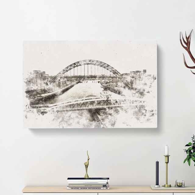 Tyne Bridge Linking Newcastle - Wrapped Canvas Graphic Art Print East Urban Home Size: 35cm H x 50cm W x 3cm D on Productcaster.