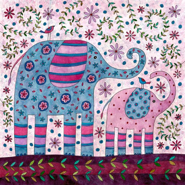 Elephant Walk By Kim Conway - Wrapped Canvas Painting Print Isabelle & Max Size: 76cm H x 76cm W on Productcaster.