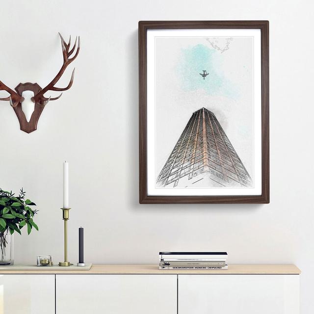 Airplane Flying Above Tokyo in Abstract - Picture Frame Graphic Art Print East Urban Home Frame Option: Walnut Framed, Size: 36cm H x 27cm W x 2cm D on Productcaster.