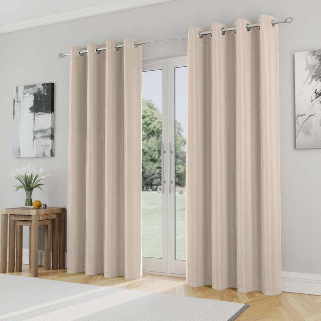 Stefany Blackout Eyelet Curtain Pair (Set of 2) Latitude Run Curtain Colour: Beige, Panel Size: 168 W x 183 D cm on Productcaster.