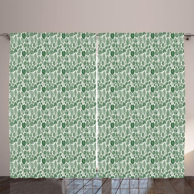 Rustikaler Vorhang, Vintage Exotische Blätter, Grüne und Elfenbein ColorD Shower Curtain on Productcaster.