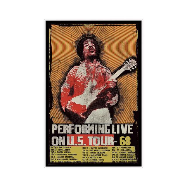 Leinwandbild Jimi Hendrix 1968 U.S. Tour Poster von Radio Days ScanMod Design Format: Weißer Rahmen, Größe: 66,04 cm H x 45,72 cm B x 3,81 cm T on Productcaster.