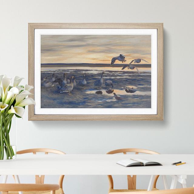 Bean Geese Shedding by Bruno Liljefors - Picture Frame Painting East Urban Home Size: 36cm H x 48cm W x 2cm D, Frame Option: Oak Framed on Productcaster.