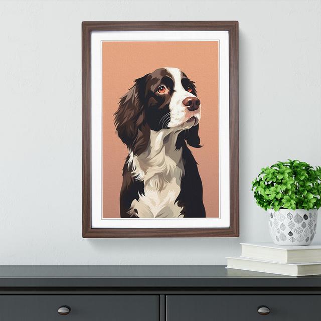 English Springer Spaniel Minimalism No.3 - Single Picture Frame Print on Wood Marlow Home Co. Frame Colour: Walnut, Size: 34cm H x 25cm W x 2cm D on Productcaster.