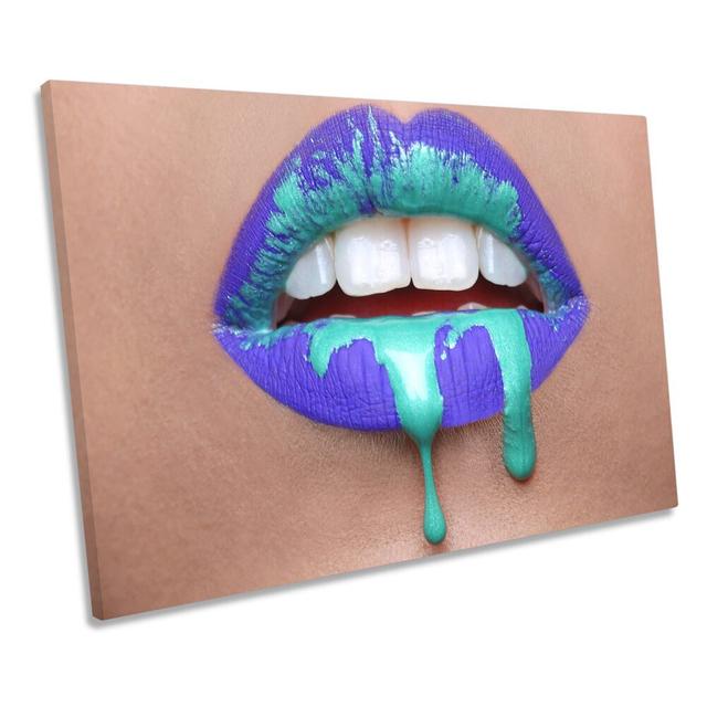 Fashion Lips Drip Lipstick Picture CANVAS WALL ART Print Ebern Designs Size: 61cm H x 91.4cm W x 4cm D on Productcaster.