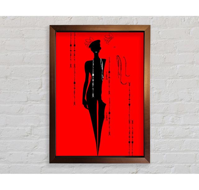 Diamond Female Red Framed Print Wall Art Happy Larry Format: Black Framed Paper, Size: 118.9cm H x 84.1cm W x 3.4cm D on Productcaster.