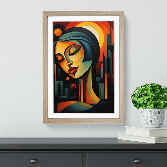 Art Deco Sunset Cubism - Single Picture Frame Print on Wood Metro Lane Size: 46cm H x 34cm W x 2cm D, Format: Oak Framed on Productcaster.