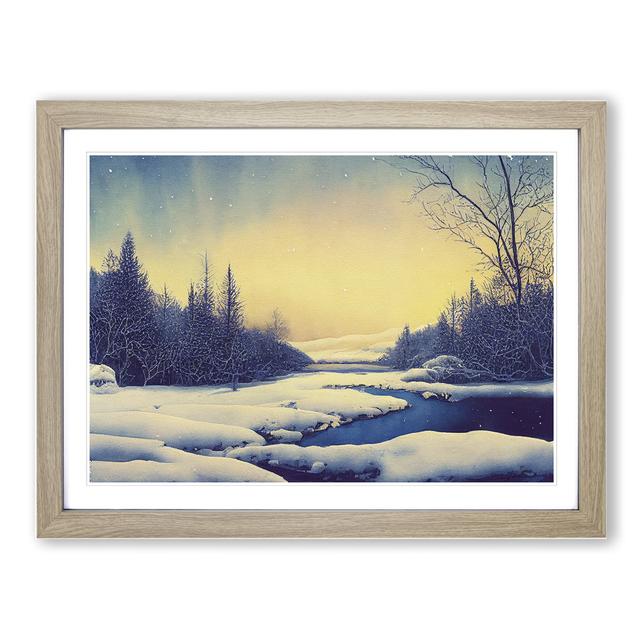 Sunrise Winter Forest Vol.3 - Picture Frame Graphic Art Alpen Home Size: 25cm H x 34cm W x 2cm D, Frame Colour: Oak Framed on Productcaster.