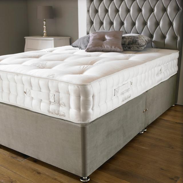 Ashington Pocketsprung Divan Bed Set Fairmont Park Storage Type: No Storage, Colour: Silver Plush Velvet, Size: Super King (6') on Productcaster.