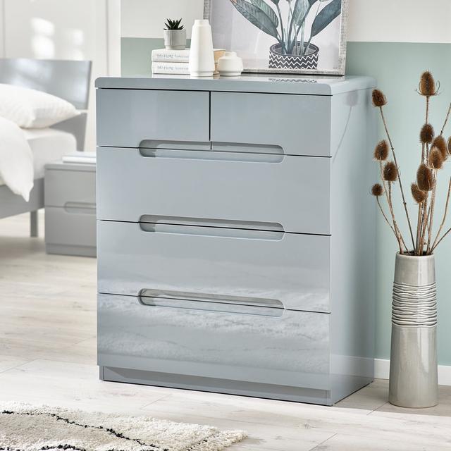 Tricia 5 Drawer 81Cm W Chest Of Drawers Mercury Row Colour: Grey on Productcaster.