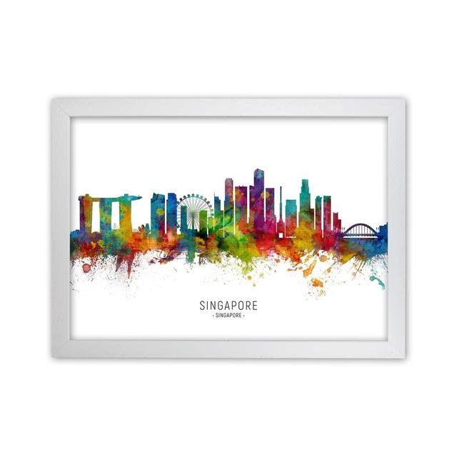 Singapore Singapore Skyline by Michael Tompsett - Print Ebern Designs Size: 34cm H x 46cm W x 3cm D, Format: White Framed on Productcaster.