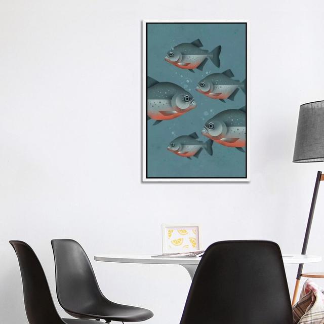 Piranhas by Dieter Braun - Print on Canvas 17 Stories Format: White Framed, Size: 101.6cm H x 66.04cm W x 3.81cm D on Productcaster.