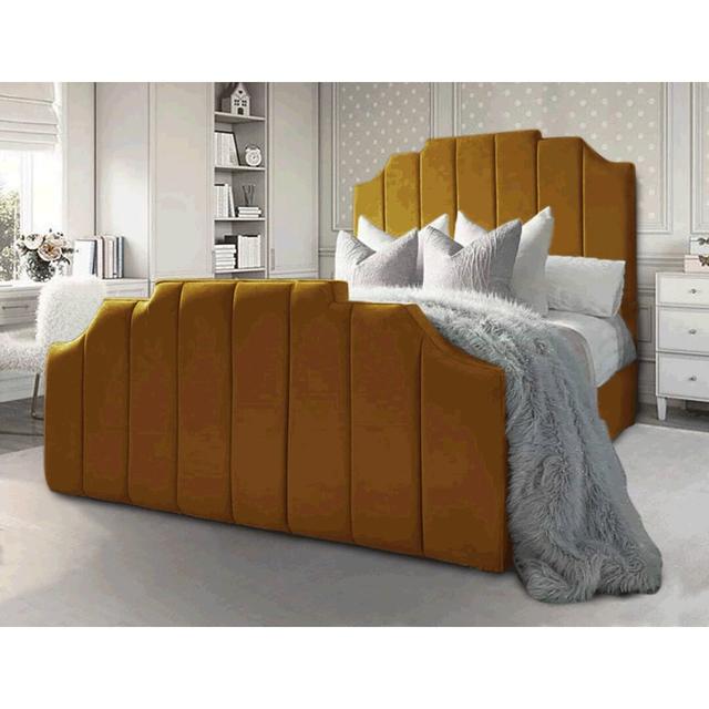 Tyrion Upholstered Bed Frame Etta Avenue Colour: Turmeric, Size: King (5') on Productcaster.