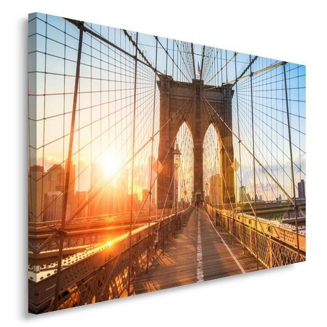 Sonnenaufgang auf der Brücke - Wrapped Canvas Panting Print ModernMoments Größe: 40 cm H 50 cm B on Productcaster.