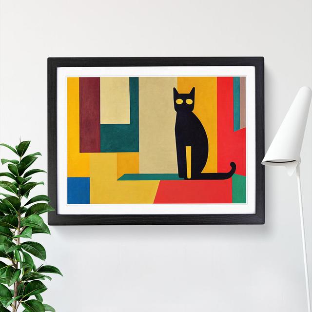 Abstract Cat Vol.4 - Picture Frame Graphic Art Marlow Home Co. Size: 34cm H x 46cm W x 2cm D, Frame Colour: Black on Productcaster.