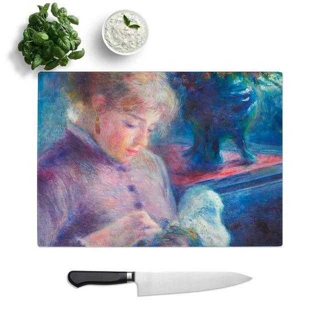 Young Woman Sewing by Pierre-Auguste Renoir Chopping Board East Urban Home Size: 0.4cm H x 20cm W x 28.5cm L on Productcaster.