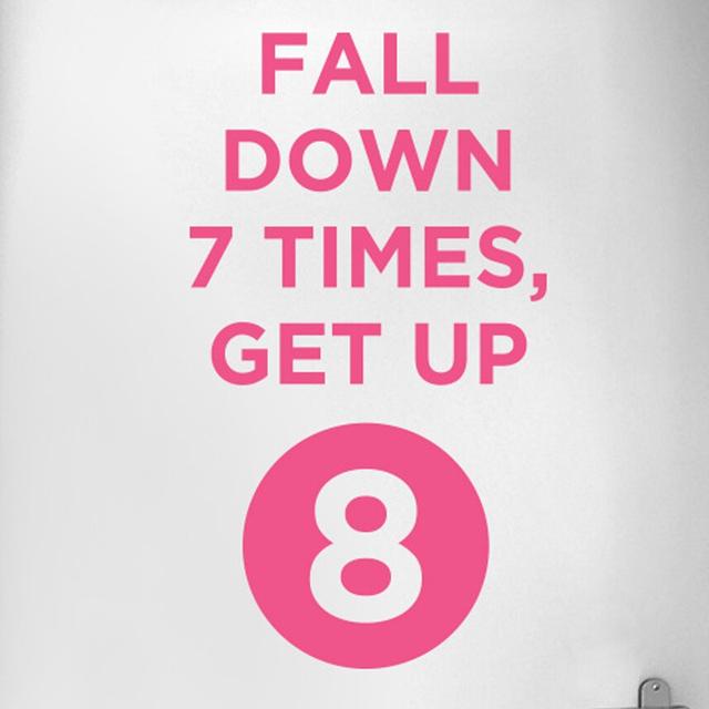 Fall Down 7 Times Get Up 8 Wall Sticker Maturi Size: Large, Colour: Pink on Productcaster.