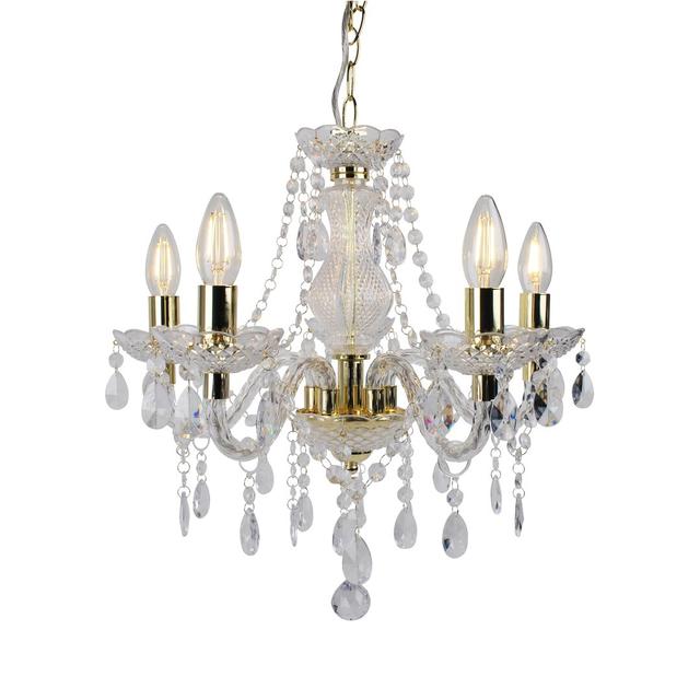 Xan 5-Light Candle Style Chandelier Rosdorf Park Finish: Clear/Gold on Productcaster.