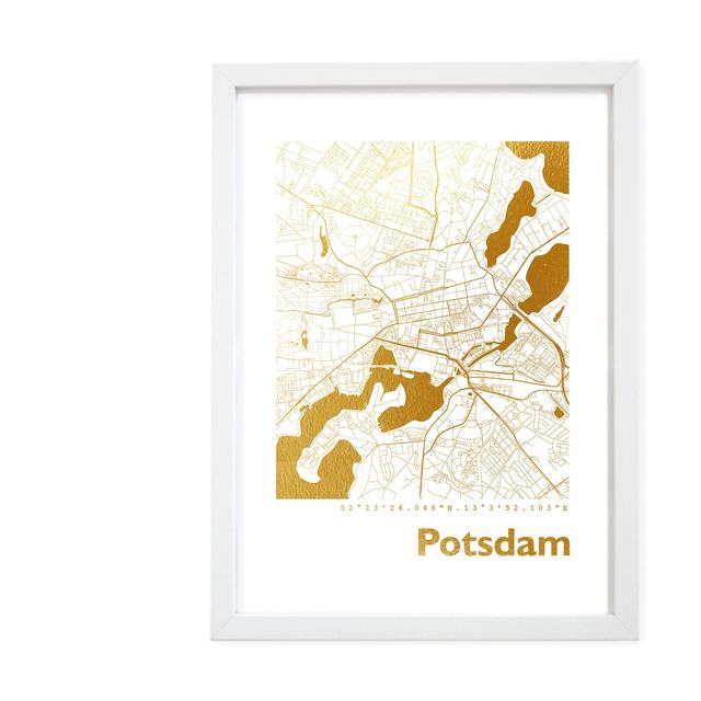 Gerahmtes Papierbild - Grafikdruck „Potsdam Map” Brayden Studio Maße: 42,5 cm H x 32,5 cm B x 3,5 cm T on Productcaster.