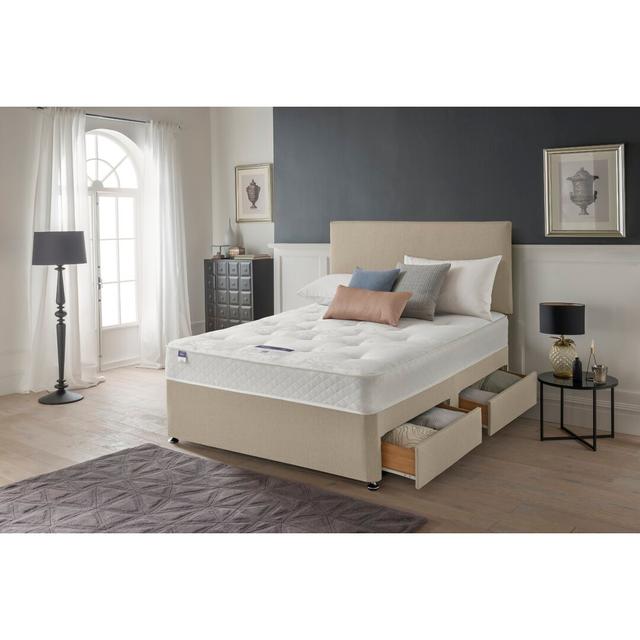 Tarra Coilsprung Divan Bed Set Silentnight Base Type: 4 Drawers, Colour: Sandstone, Size: Kingsize on Productcaster.